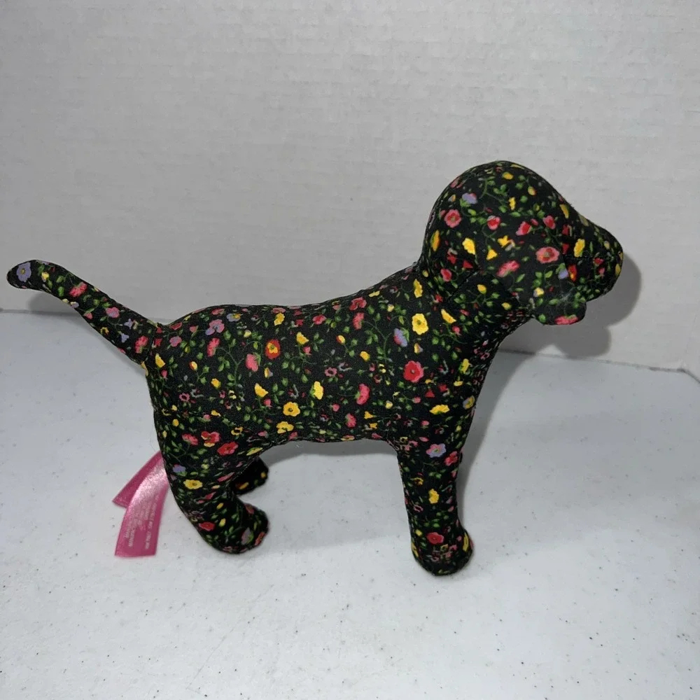 Victoria's Secret Pink Floral Fabric Peace Dog Plush Flowers Stuffed Animal 8